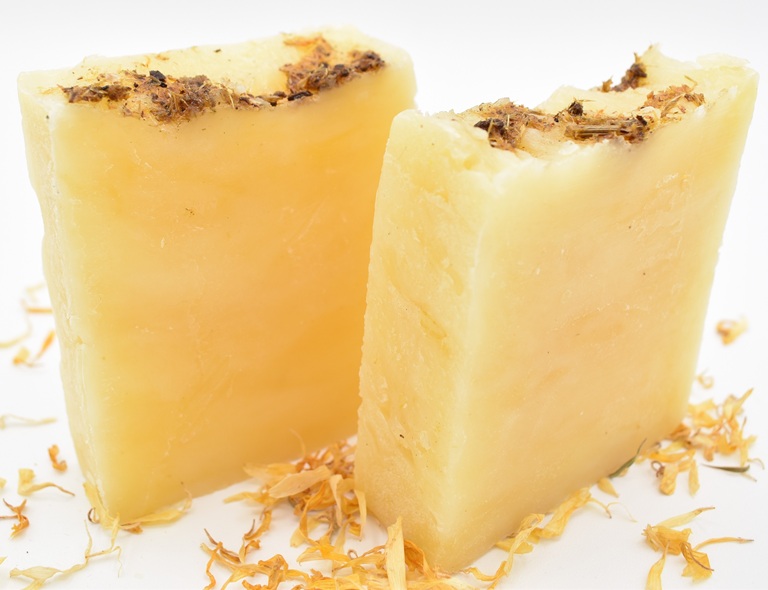 Argan Glow Soap bar infused with calendula and argan oil, handcrafted by Pure Serenity Soap