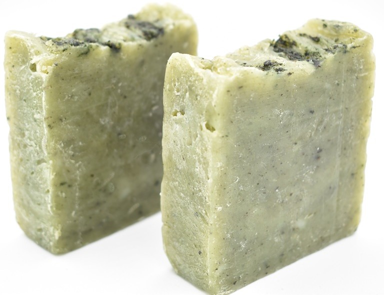 Green Revive Soap bar infused with nettle and argan oil, handcrafted by Pure Serenity Soap